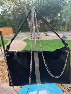 Bally Black Bag with Silver Center Stripe